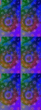 Çizim çiçek deseni duvar kâğıdı olarak kullanılabilir. Mor ve mavi renkte çiçekler. Raster illüstrasyonu.