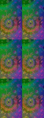 Çiçekli çiçek deseni, suluboya. Yeşil ve mavi renkte çiçekler. Renkli Bahar Teması eskiz kalıbı. Düz Çiçek Elementleri Tasarımı. Raster illüstrasyonu.