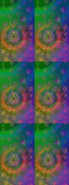 Çiçekli karalama şeklinde Raster çiçek deseni. Nazik, sevimli çiçek arkaplanı. Yeşil ve mavi renkte çiçekler.