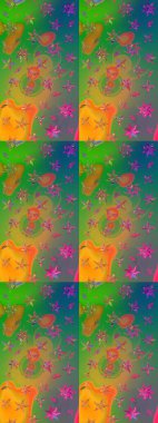 Raster illüstrasyonundaki çiçek desenli çizim. Güzel kumaş deseni. Renkli Bahar Teması eskiz kalıbı. Düz Çiçek Elementleri Tasarımı.