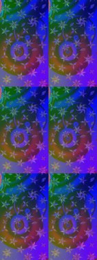 Mor ve mavi renkli menekşe ve mavi papatya deseni. Raster illüstrasyonu. Mor ve mavi renklerde.