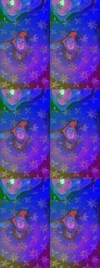 Küçük çiçekteki sevimli çiçek deseni. Raster deseni. Yumuşak, yaz çiçekleri mor ve mavi renklerde. Raster illüstrasyonu.