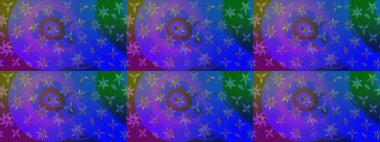 Şirin çiçekli eskiz deseni ve mor ve mavi renkli yapraklar, suluboya çiçek deseni, duvar kağıdı, kart ya da kumaş için fayanslı. Raster illüstrasyonu.