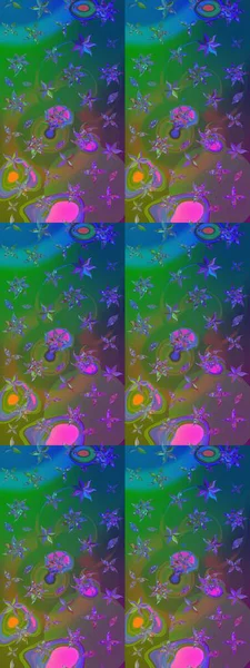 Parlak renkli çiçekleri ve yeşil ve mavi renkli yaprakları olan harika bir çiçek deseni. Moda baskıları için zarif bir şablon. Modern çiçek arkaplanı. Halk stili.