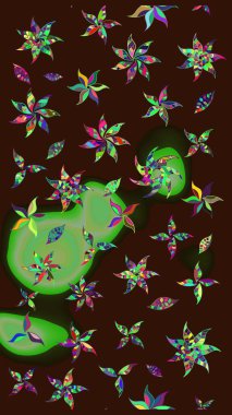 Çiçekli karalama şeklinde Raster çiçek deseni. Nazik, narin çiçek arkaplanı. Kahverengi renkte çiçekler.