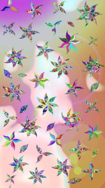 Raster Illustrasyon 'daki Çiçek Deseni' nin son moda çizimi. Tarafsız ve gri renklerde çiçekler. Renkli Yaz Temalı eskiz kalıbı. Düz Çiçek Elementleri Tasarımı.