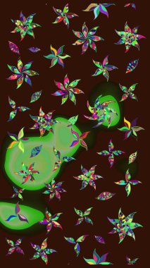 Çiçekli karalama şeklinde Raster çiçek deseni. Nazik, narin çiçek arkaplanı. Kahverengi renkte çiçekler.