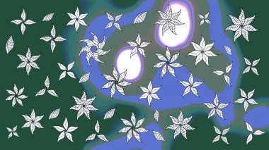 Renkli Bahar Teması eskiz kalıbı. Raster. Düz Çiçek Elementleri Tasarımı.