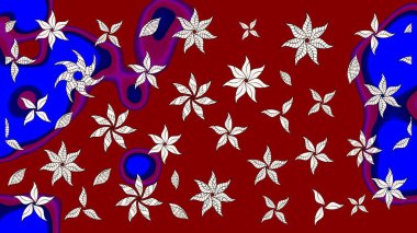 Renkli Bahar Teması eskiz kalıbı. Düz Çiçek Elementleri Tasarımı. Kırmızı ve mavi renkte çiçekler. Çiçek desenli eskiz, yaz çiçekleri..