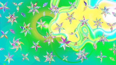 Renkli çizim kalıbı. Çiçek arkaplan. Çiçek duvar kâğıdı. Raster illüstrasyonu. Yeşil ve mavi renkli şirin tekstil.