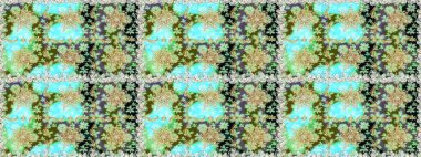 Raster altın desen. Doğu tarzı arabesk. Raster illüstrasyonu. Tarafsız ve altın elementli yeşil renkler. Kusursuz altın desenli bukleler..