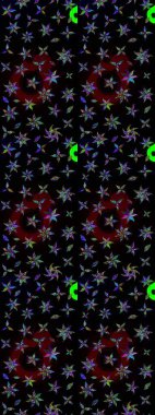 Suluboya çiçekli çiçek deseni. Siyah ve kahverengi renkli güzel bir tekstil. Raster illüstrasyonu.