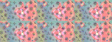 Çizim çiçek deseni duvar kâğıdı olarak kullanılabilir. Tarafsız ve pembe renklerde çiçekler. Raster illüstrasyonu.