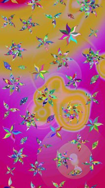 Küçük çiçekteki sevimli çiçek deseni. Nazikçe, yaz çiçekleri mor ve sarı renklerde. Raster deseni. Raster illüstrasyonu.