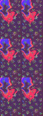 Suluboya, elle çizilmiş. Eskiz arkaplan modeli. Mor ve mor renkli vadi çiçekleri. Raster - stok.