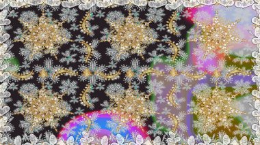 Kusursuz oryantal klasik altın desen. Gri renklerde altın tekrarlayan elementler içeren Raster soyut arkaplanı.