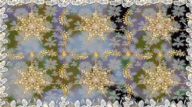 Klasik raster sarısı, kusursuz desen. Klasik klasik klasik arka plan. Gri renklerde, altın elementlerle kusursuz desen. Geleneksel oryantasyon süsü.