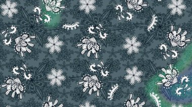 Yeşil ve mavi çiçekli bahar çiçekleri. Küçük renkli çiçekler. Motley illüstrasyonu. Küçük çiçekte güzel bir desen. Moda baskıları için zarif bir şablon.