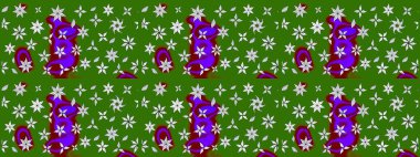 Tekstil, kumaş, kapaklar, duvar kağıtları, baskı, naylon, koleksiyon defteri, örgü, dekupaj için güzel bir eskiz. Millefleur 'lar. Küçük yeşil ve nötr çiçeklerle oldukça eski bir besin torbası deseni.