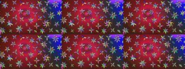 Vadinin kırmızı ve kahverengi renkli çiçekleri. Raster çiçek desenleri çiziyor..