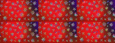 Raster düz çiçek çizim deseni. Kırmızı ve kahverengi renkte çiçekler. Tasarım hediye paketi, tebrik kartları, posterler ve afiş tasarımı.