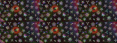 Düz Çiçek Elementleri Tasarımı. Modaya uygun kumaş deseni. Sevimli çiçek raster deseni. Renkli Yaz Teması çizim şablonu.