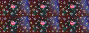 Raster stili kumaş deseni. Çiçekler suluboya çizim deseni.