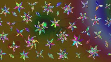 Renkli Bahar Teması eskiz kalıbı. Sevimli çiçek raster deseni. Düz Çiçek Elementleri Tasarımı. Renkli çiçekler.