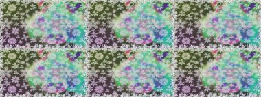 Yaprak ve çiçeklerin suluboya resimleri, gri ve nötr renklerde kusursuz desenler. Raster illüstrasyonu. Gri ve nötr renklerde bahar çiçekleri.