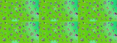 Çiçek arkaplan. Raster illüstrasyonu. Yeşil ve mavi renkli şirin tekstil tarzında. Çiçek duvar kâğıdı. Renkli çizim deseni.