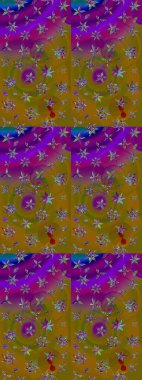 Küçük çiçekteki sevimli çiçek deseni. Kahverengi ve mor renkte çiçekler.