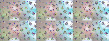 Asya tekstil tarzında. Çiçek desenli çizim. Raster illüstrasyonu. Tarafsız ve gri renklerde çiçekler. Raster illüstrasyonu.