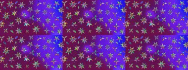 Mor ve mor renkte bahar çiçekleri. Çiçekli yumuşak bir eskiz şekli. Raster illüstrasyonu. Raster çiçekleri klasik tarzda resmedilir..