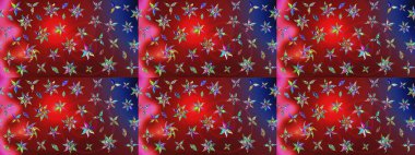 Raster illüstrasyonundaki çiçek desenli çizim. Düz Çiçek Elementleri Tasarımı. Renkli Bahar Teması eskiz kalıbı. Süslü kumaş deseni.