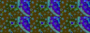 Küçük çiçekteki sevimli çiçek deseni. Kahverengi ve mavi renkte çiçekler.