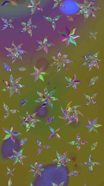 Nazikçe, güzel çiçek arkaplanı. Kahverengi ve yeşil renkli çiçekler. Raster çiçek desenli ve çiçekli..