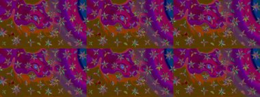 Eski usul küçük çiçekli şirin bir eskiz deseni. Moda arka planında parlak buketler. Kumaş, duvar kağıdı ve kağıt üzerine baskı yapmak için gelişen arka plan. Raster illüstrasyonu.