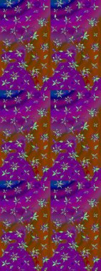 Cute Floral pattern in the small flower. Flowers on purple and brown colors. Raster illustration.