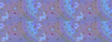 Çiçekli çiçek deseni, suluboya. Süslü kumaş deseni. Raster deseni.