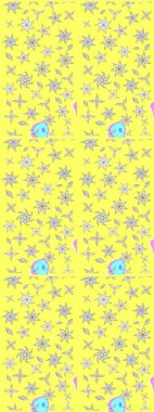 Güzel kumaş deseni. Güzel karalamalı çiçek desenli çizim. Küçük çiçekteki sevimli çiçek deseni. Raster illüstrasyonu.