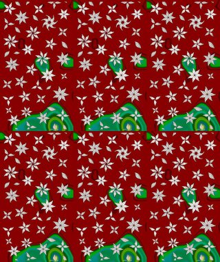 Renkli Yaz Temalı eskiz kalıbı. Raster Illustrasyon 'daki Çiçek Deseni' nin son moda çizimi. Düz Çiçek Elementleri Tasarımı. Kırmızı renkte çiçekler.