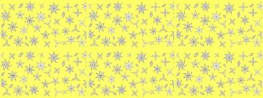 Düz Çiçek Elementleri Tasarımı. Raster Illustrasyon 'daki Çiçek Deseni' nin son moda çizimi. Sarı ve beyaz renkte çiçekler. Renkli Yaz Teması çizim şablonu.