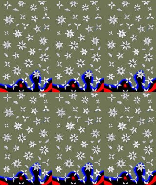 Doğa. Çiçek kompozisyonu. Raster deseni. Çiçek arkaplan. Küçük çiçekte güzel bir desen var. Çiçek kolajı. - Yeşil çiçekler.