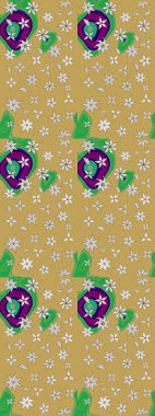 Şirin çiçekler. Çizgi çizimi kalıbı. Raster Moda kumaş deseni.