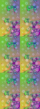 Raster illüstrasyonu. Yeşil renkli çiçekler. Küçük çiçekte sevimli çiçek deseni var..