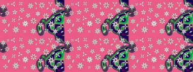 Raster illüstrasyonu. Tropik çiçek desenleri. Pembe renkte çiçekler.