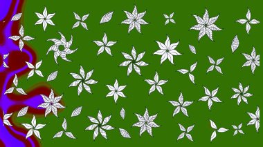 Küçük çiçekteki sevimli çiçek deseni. Yeşil renkte çiçekler.