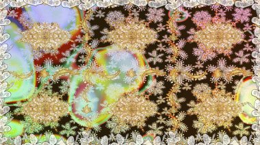 Raster klasik barok çiçeksiz altın desenli. Kahverengi renklerdeki altın desenli altın elementler. Lüks, kraliyet ve Viktorya dönemi konsepti. Süsleme.