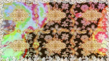 Antika altın tekrarlanabilir duvar kağıdı. Kahverengi renklerde altın element. Barok tarzında altın çiçekli süs. Damask pürüzsüz tekrarlama deseni.