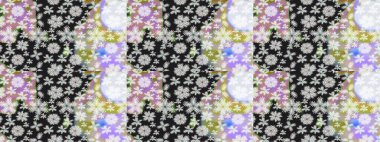 Raster illüstrasyonu. Raster illüstrasyonu. Asya tekstil tarzında. Kusursuz çiçek deseni. Gri ve nötr renkte çiçekler.